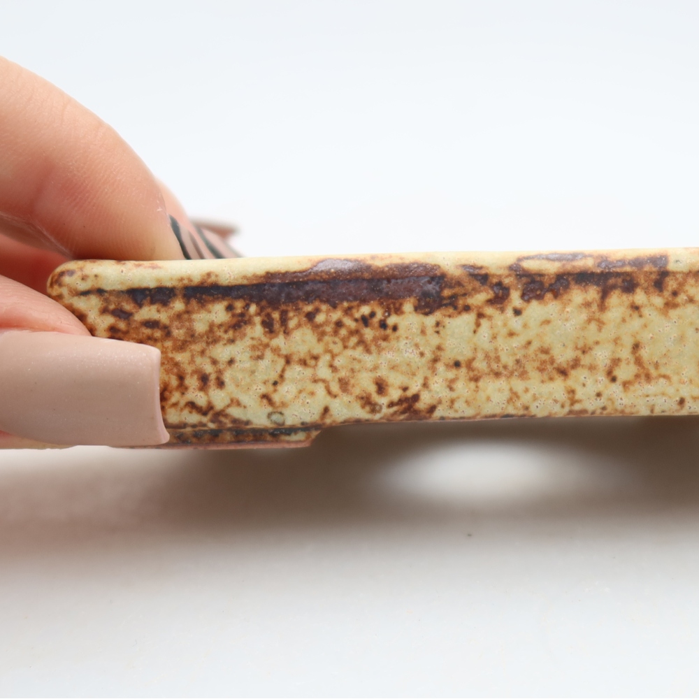 Ciotola per bonsai in ceramica 10 x 7 x 2 cm, colore beige