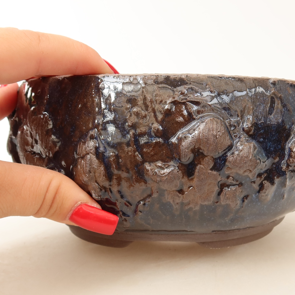 Vaso da bonsai in ceramica 16 x 16 x 8 cm, colore marrone