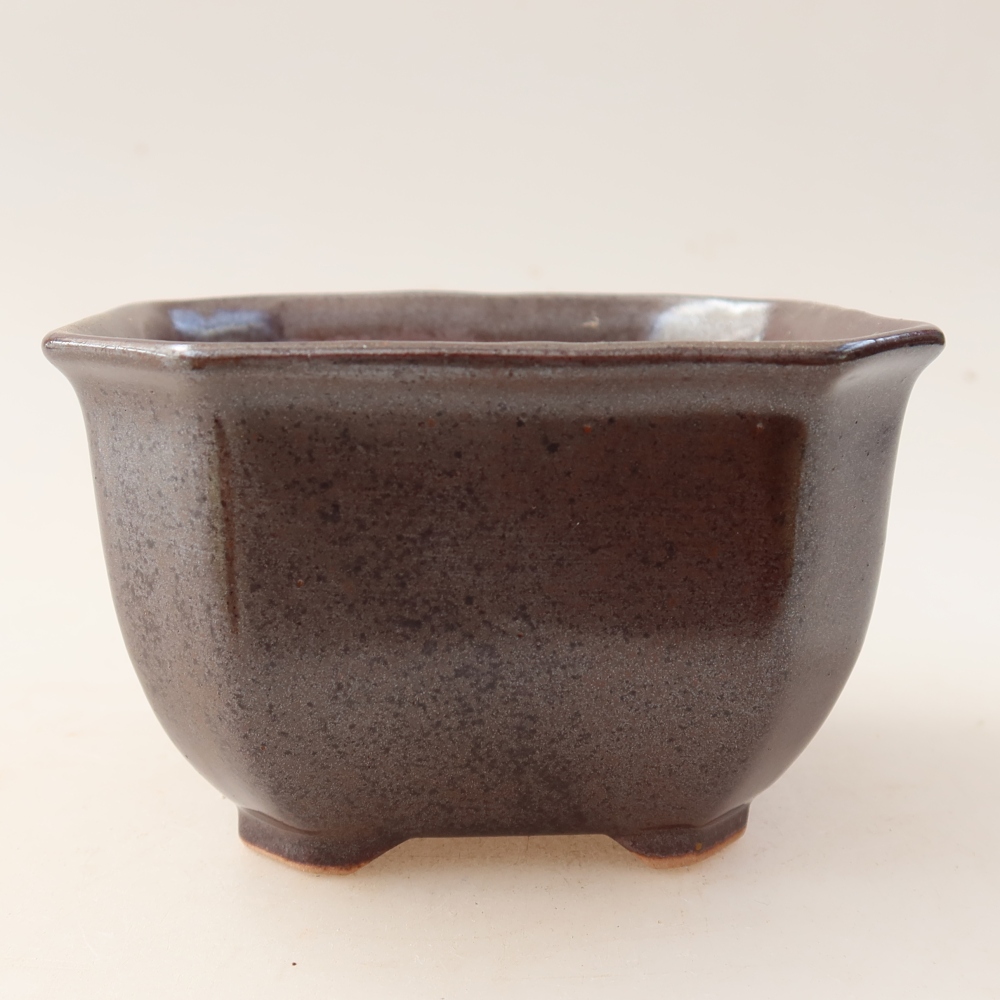 Vaso da bonsai in ceramica 10 x 10 x 6,5 cm, colore marrone