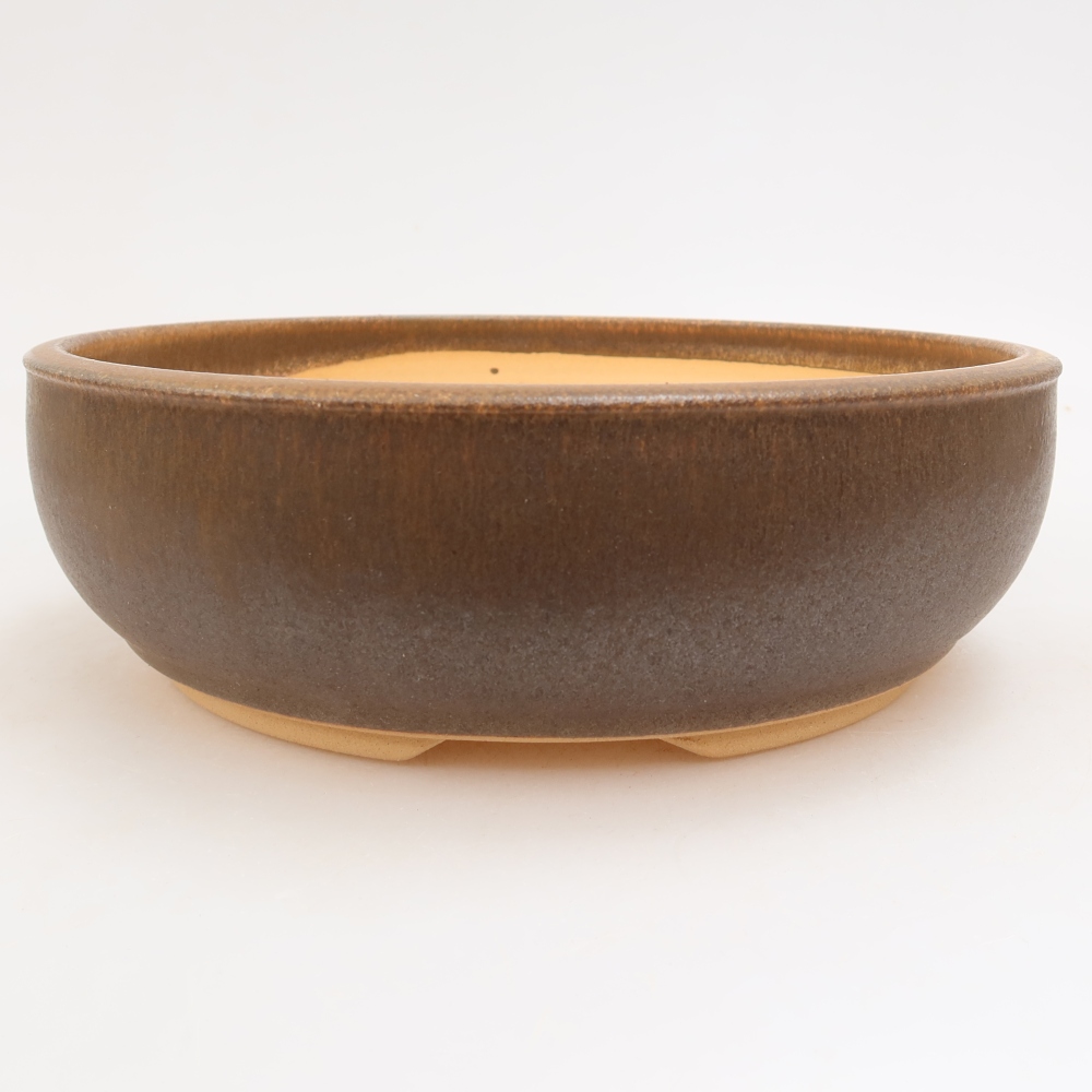 Vaso da bonsai in ceramica 22,5 x 22,5 x 7 cm, colore marrone