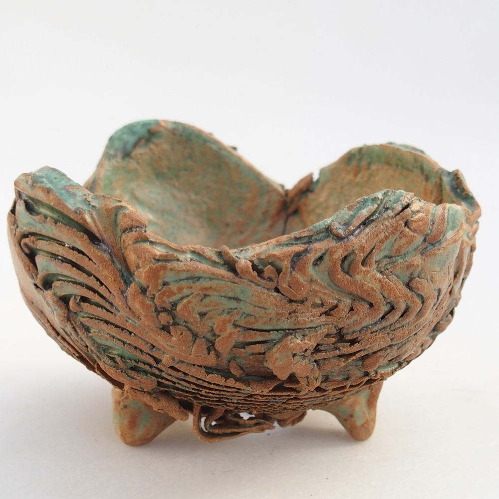 Conchiglia in ceramica 9,5 x 9 x 6,5 cm , colore marrone-verde