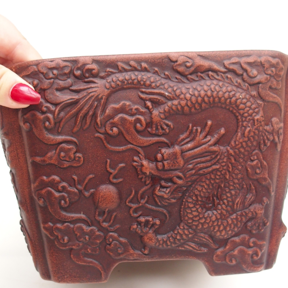 Ciotola per bonsai in ceramica 21 x 21 x 13,5 cm, marrone