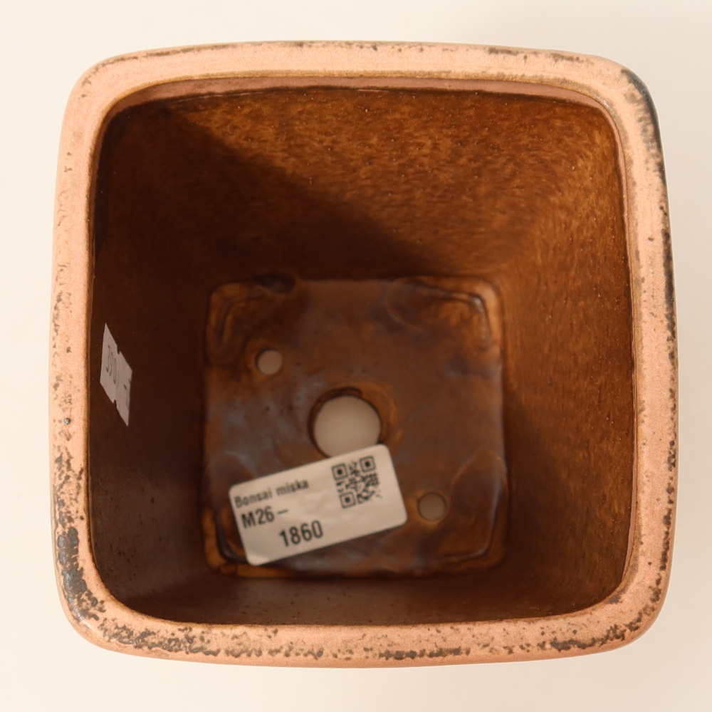 Vaso da bonsai in ceramica 10,5 x 10,5 x 12 cm, colore rosa