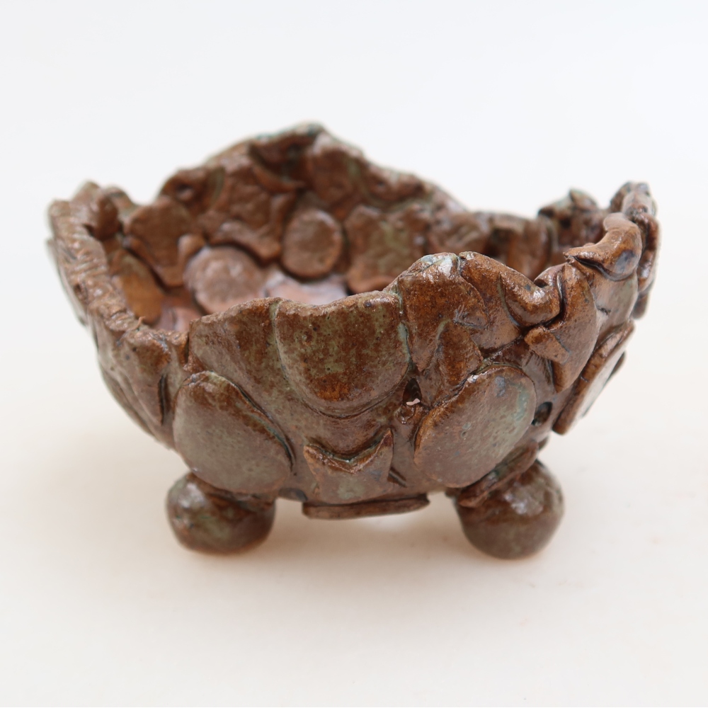 Guscio in ceramica  9 x 8 x 5 cm, colore verde-marrone