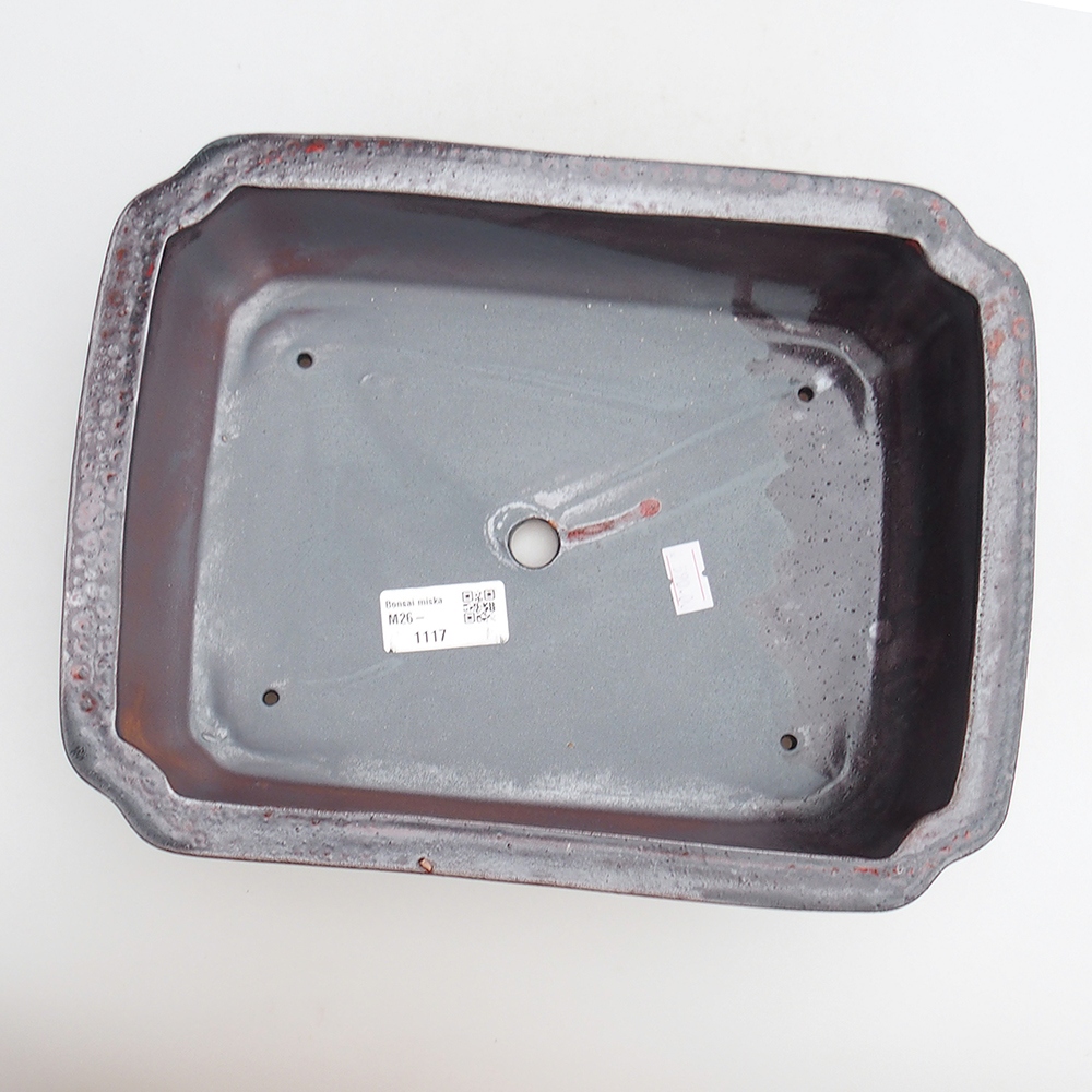 Ciotola bonsai in ceramica 27 x 21 x 7 cm, colore nero rosso