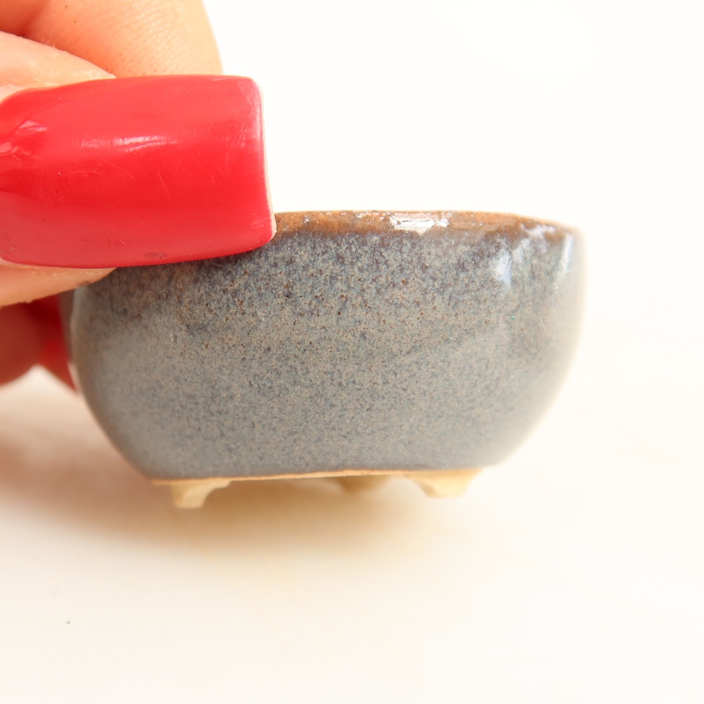 Vaso in ceramica per bonsai 4 x 4 x 2 cm, colore grigio