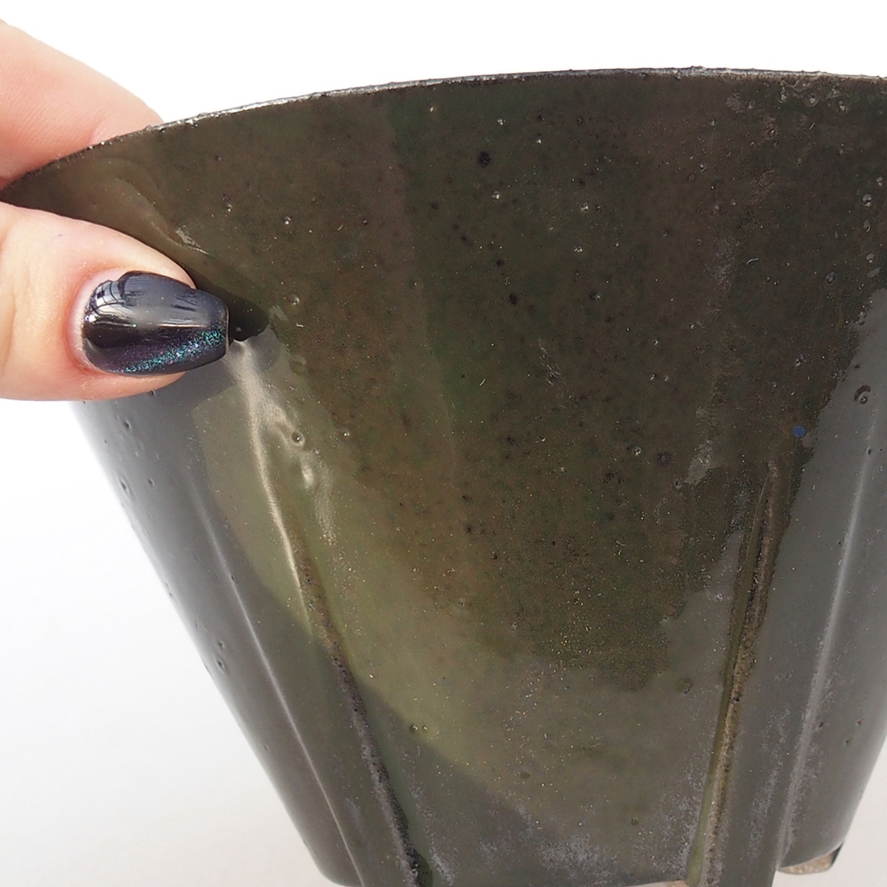 Ciotola per bonsai in ceramica 15 x 15 x 9 cm, verde