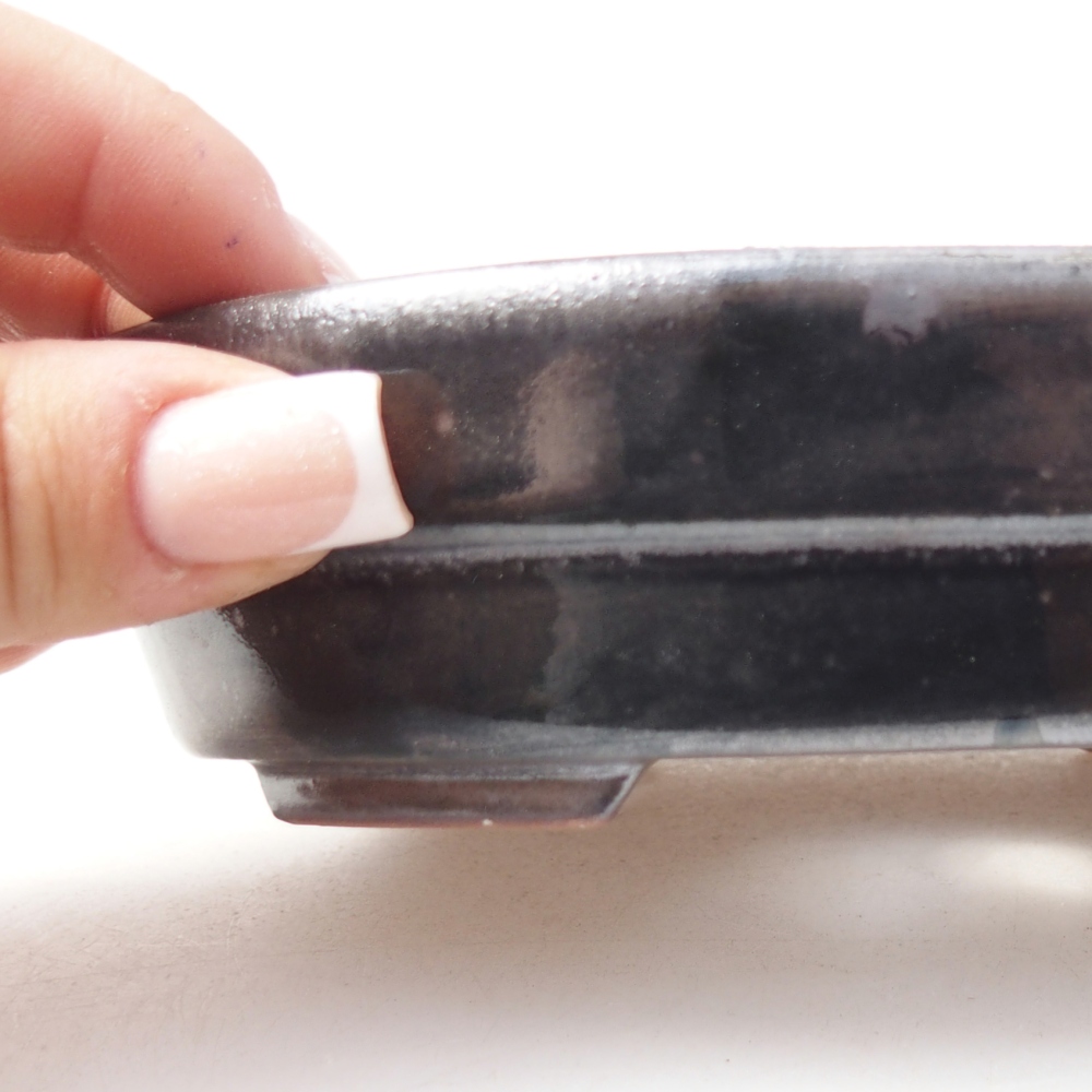 Ciotola per bonsai in ceramica 14 x 10,5 x 4 cm, colore nero