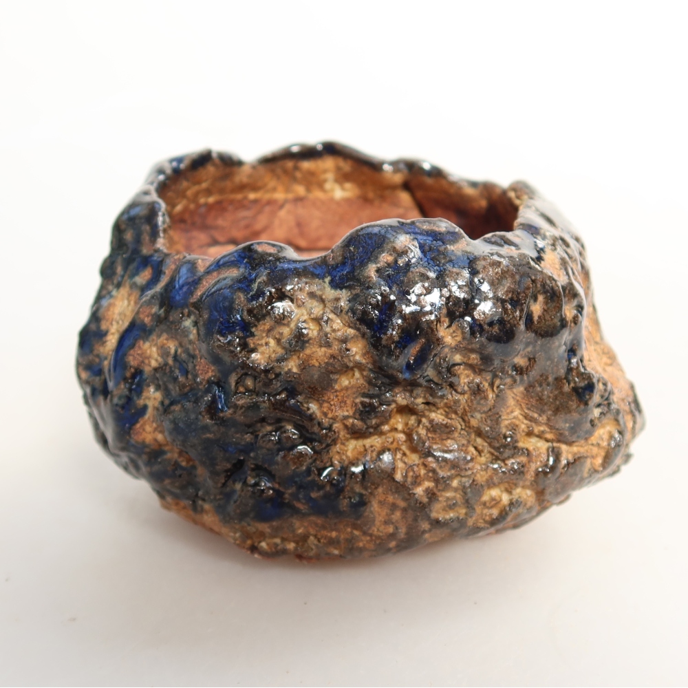 Guscio in ceramica  7 x 7 x 5,5 cm, colore blu-marrone