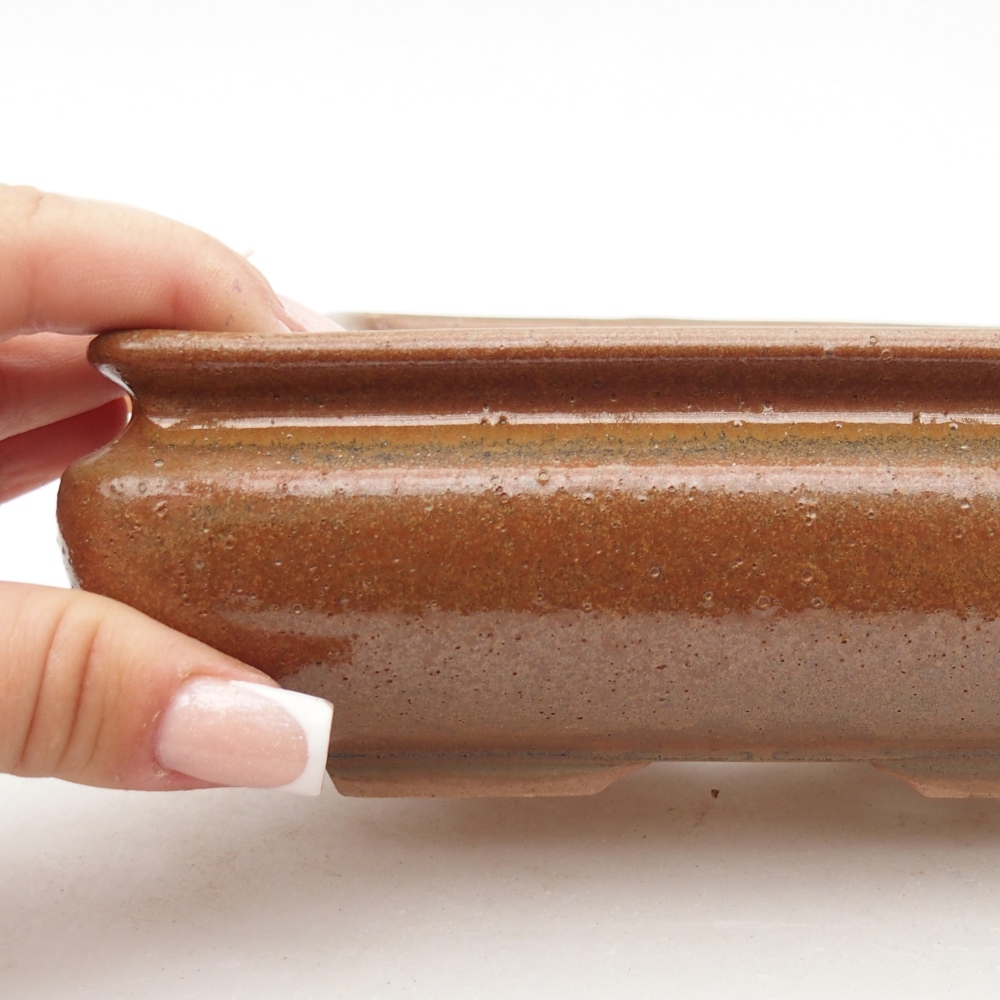 Ciotola per bonsai in ceramica 15,5 x 15,5 x 6 cm, marrone