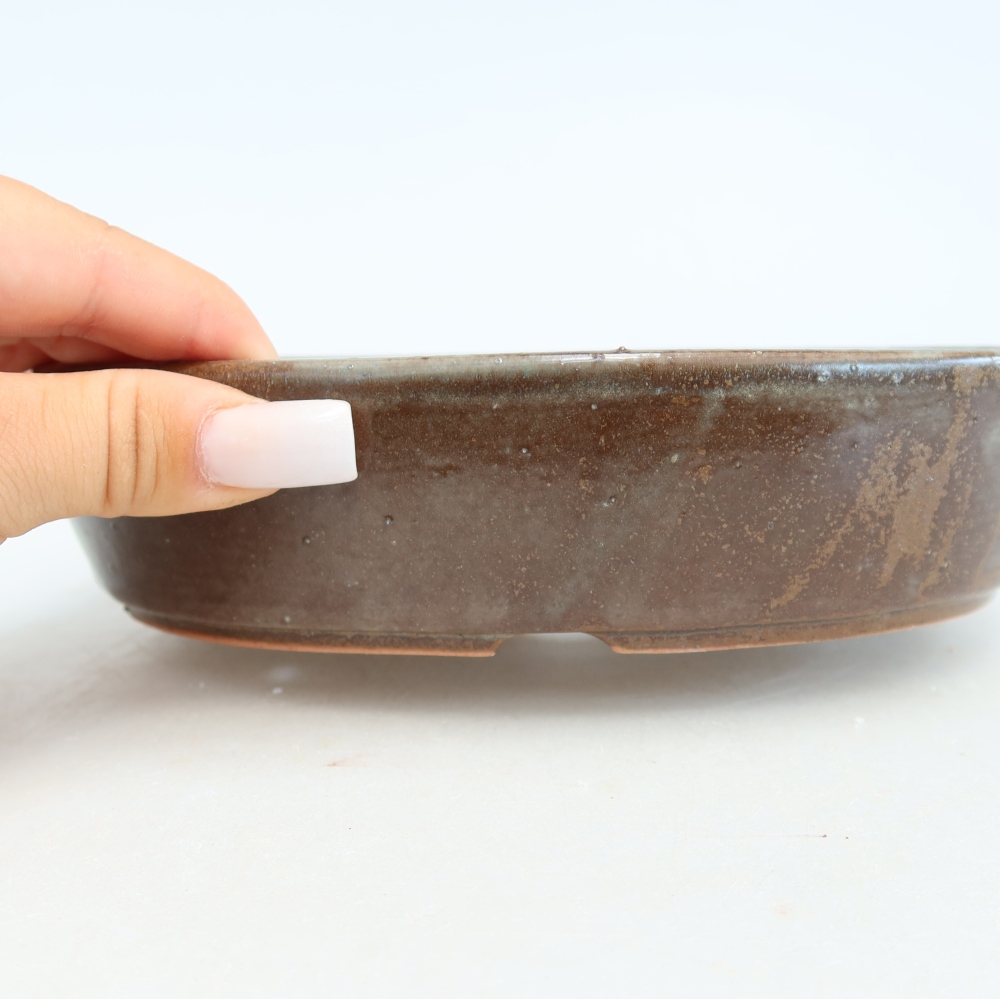 Ciotola per bonsai in ceramica 18,5 x 13,5 x 4,5 cm, marrone