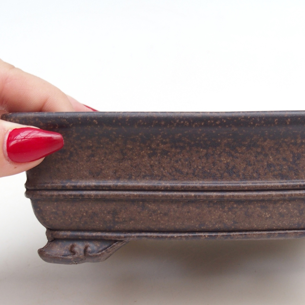 Ciotola per bonsai in ceramica 15,5 x 11,5 x 5 cm, marrone ocra