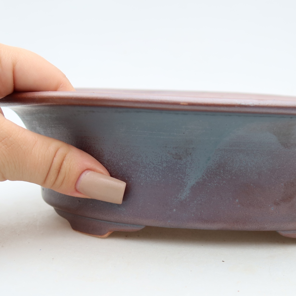 Vaso in ceramica per bonsai 22,5 x 17,5 x 6,5 cm, colore metallizzato