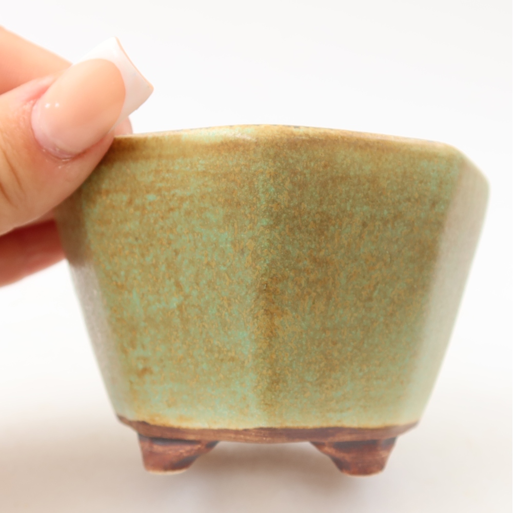 Vaso da bonsai in ceramica 9 x 8,5 x 5,5 cm, colore verde