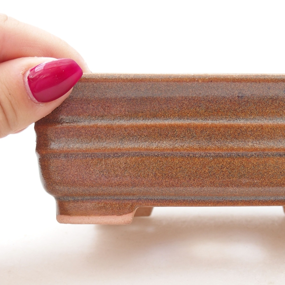 Ciotola per bonsai in ceramica 13,5 x 9,5 x 4,5 cm, marrone