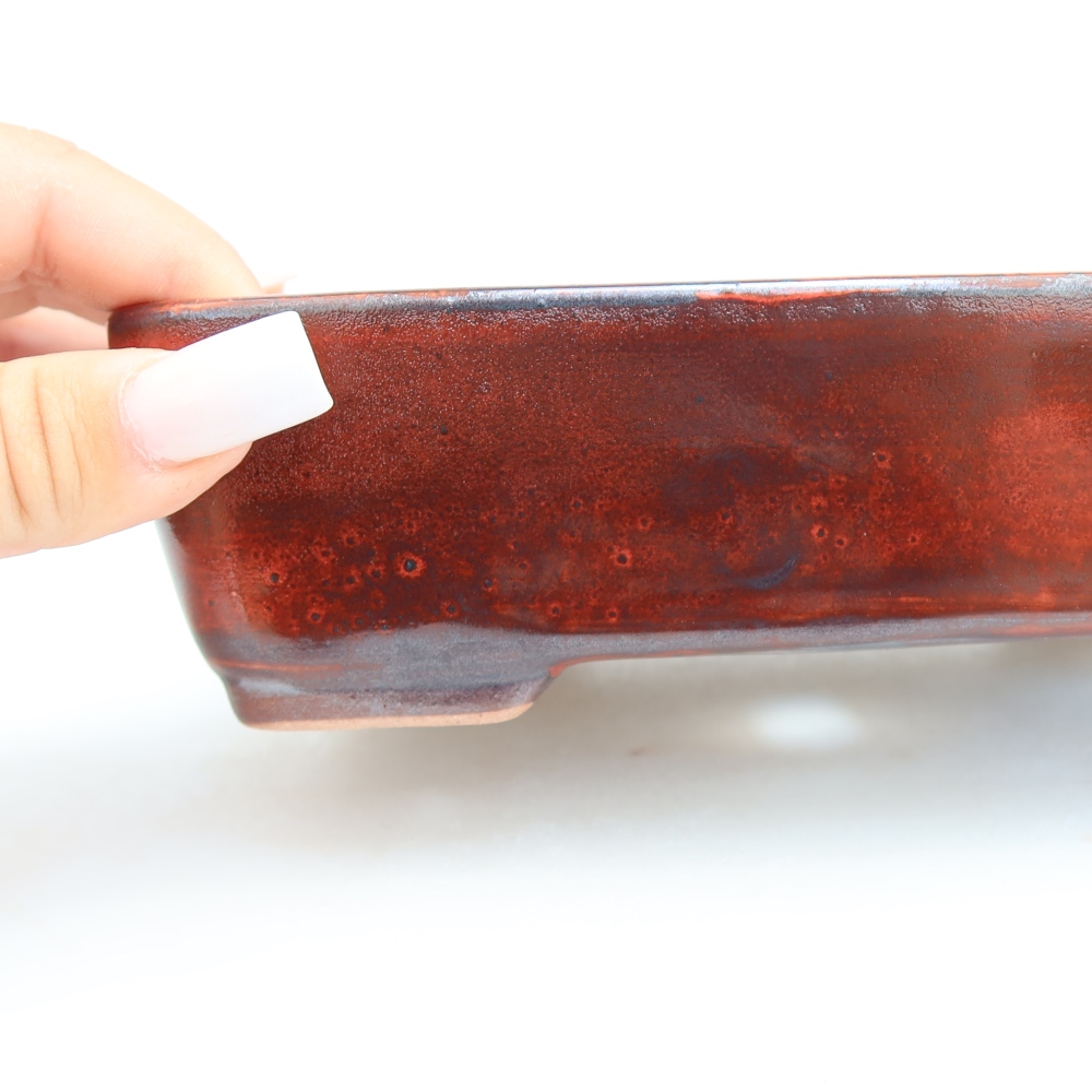 Vaso da bonsai in ceramica 18 x 13 x 5 cm, colore rosso