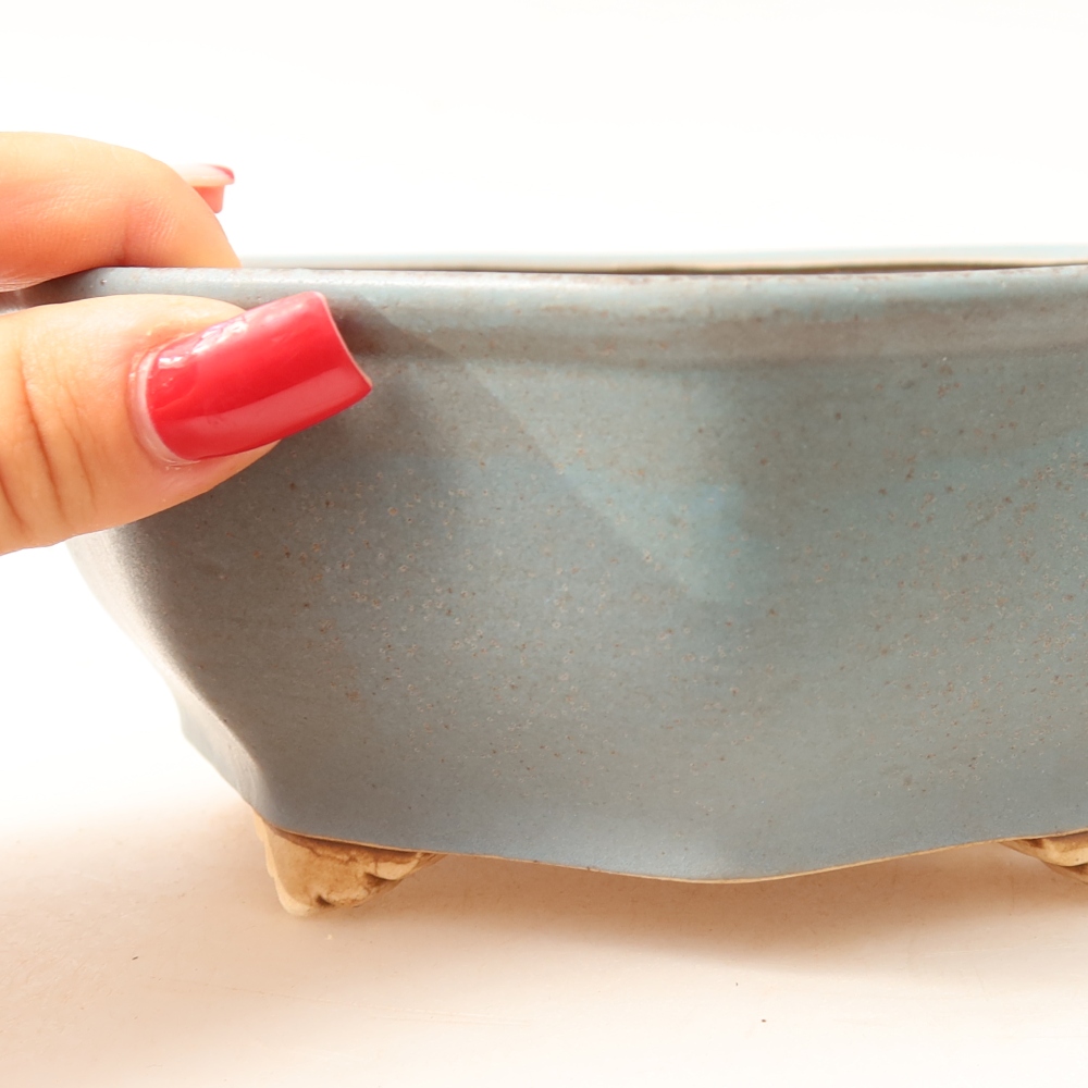 Vaso da bonsai in ceramica 17 x 16 x 6,5 cm, colore blu