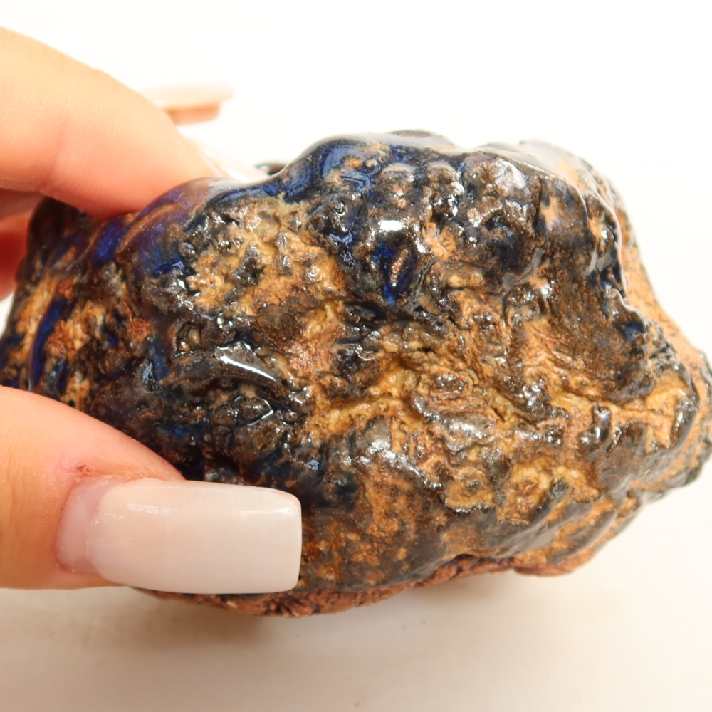 Guscio in ceramica  7 x 7 x 5,5 cm, colore blu-marrone