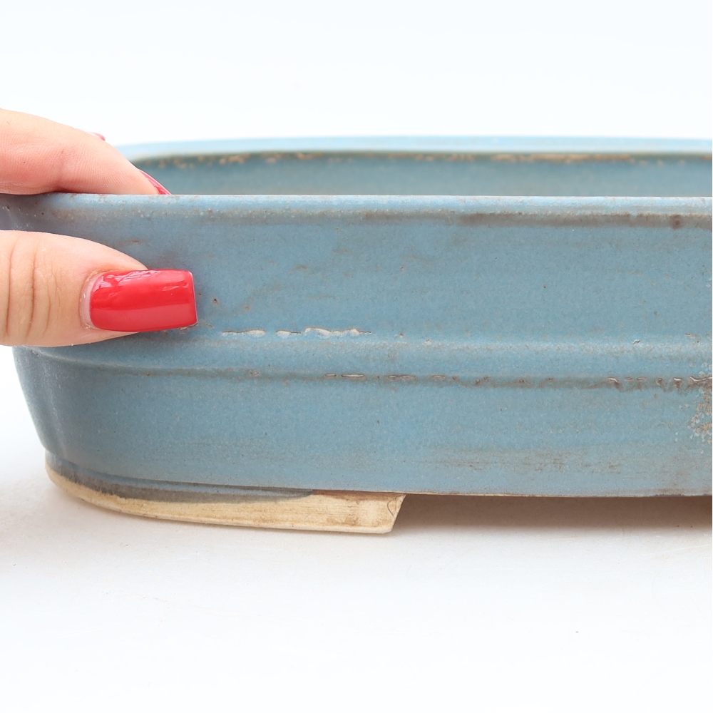 Vaso da bonsai in ceramica 24,5 x 20,5 x 6,5 cm, colore blu