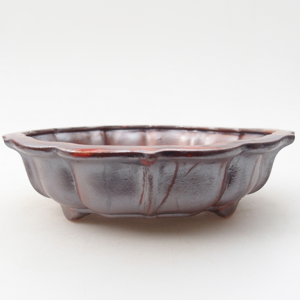 Ciotola bonsai in ceramica 18 x 18 x 5 cm, rosso metallizzato