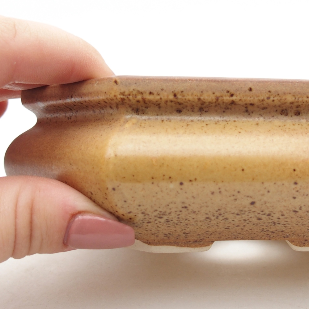 Ciotola per bonsai in ceramica 13,5 x 13,5 x 4,5 cm, marrone