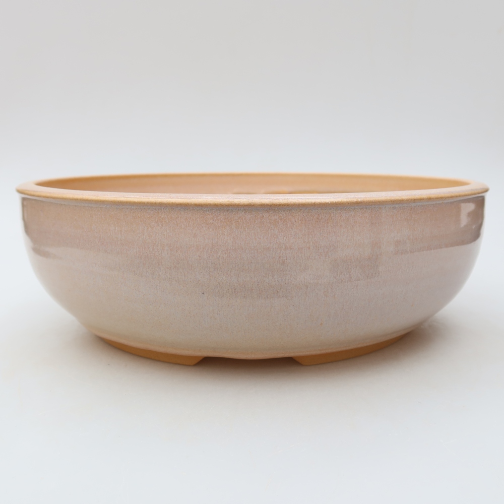 Vaso per bonsai in ceramica 26,5 x 26,5 x 8 cm, colore beige