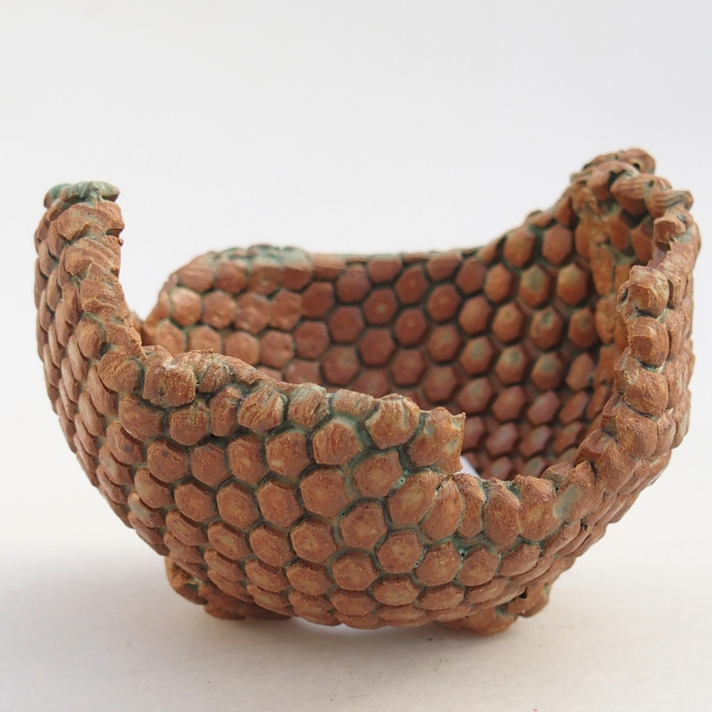 Conchiglia in ceramica 8 x 8 x 6 cm , colore marrone-verde