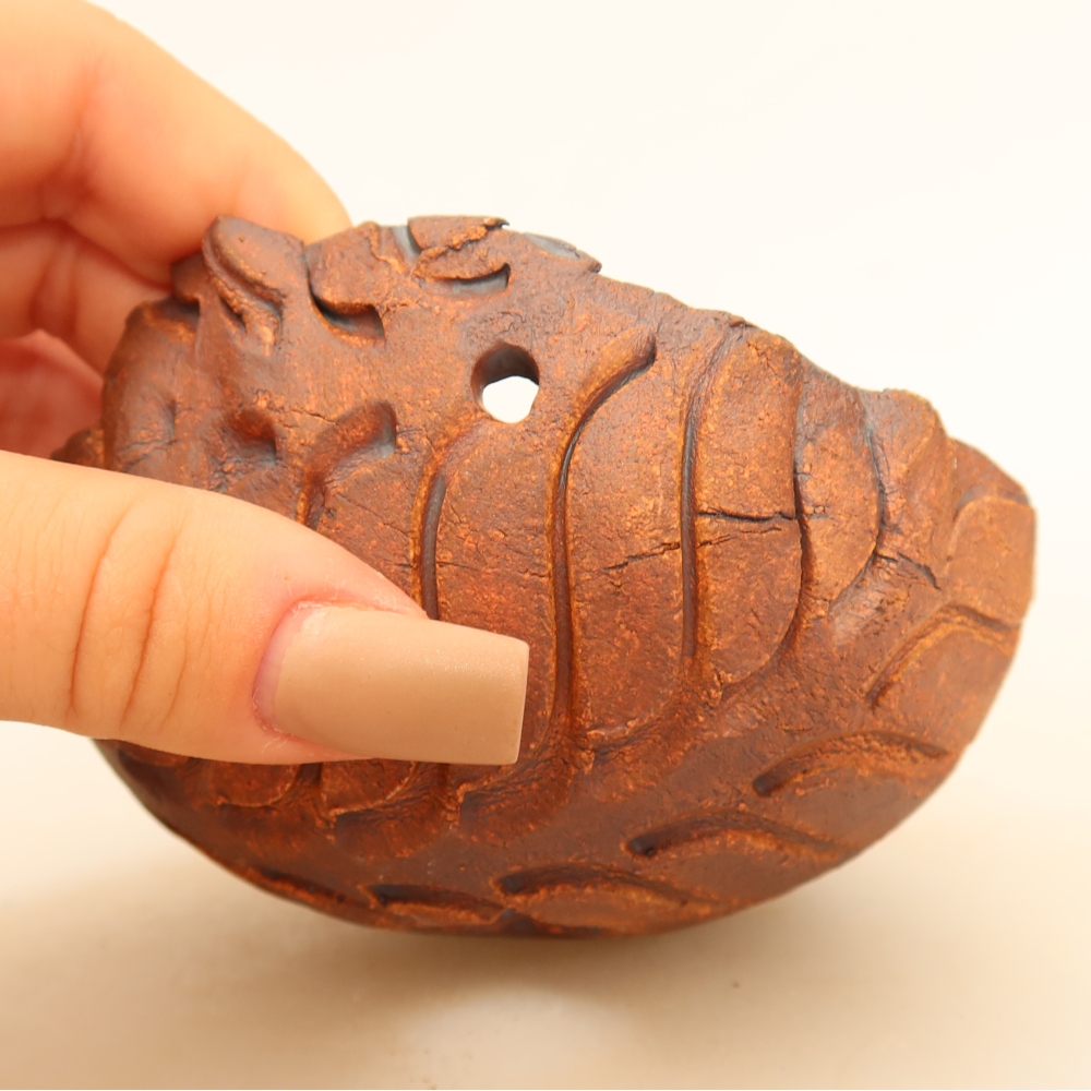 Contenitore in ceramica per Kokedama 10 x 10 x 6,5 cm, colore marrone