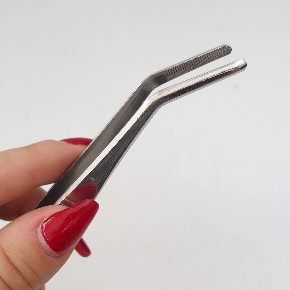 Spatola e pinzetta curva 22 cm - acciaio inox