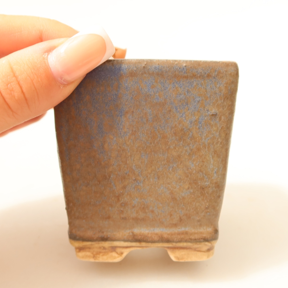 Vaso da bonsai in ceramica 6,5 x 6,5 x 7 cm, colore blu