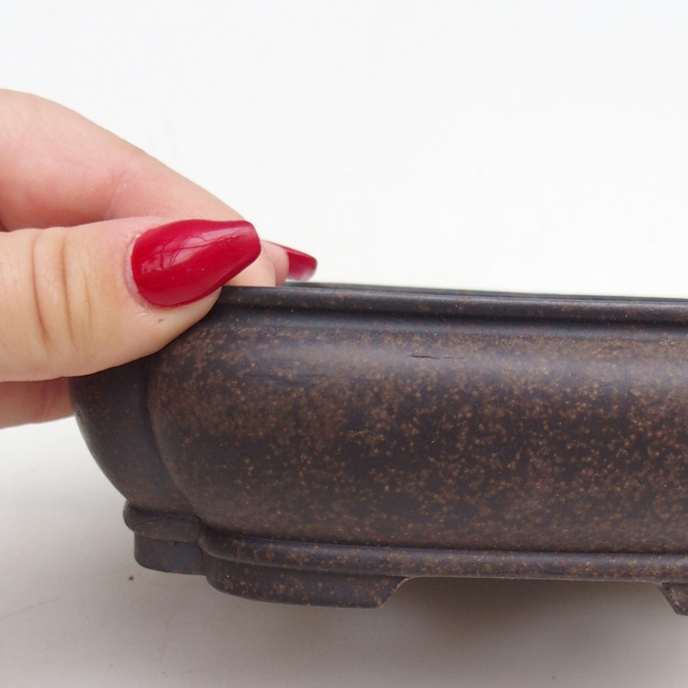 Ciotola per bonsai in ceramica 14 x 11 x 4,5 cm, colore marrone ocra