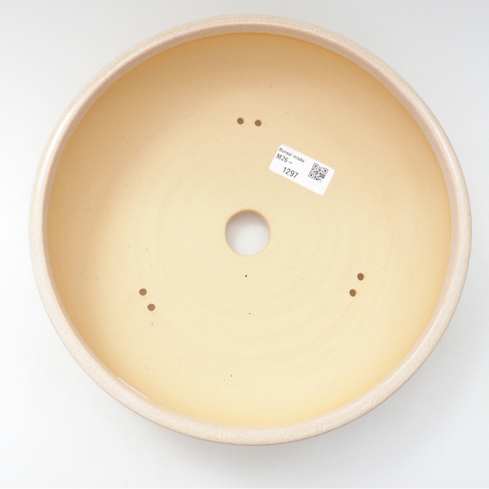 Ciotola per bonsai in ceramica 25,5 x 25,5 x 6 cm, colore beige