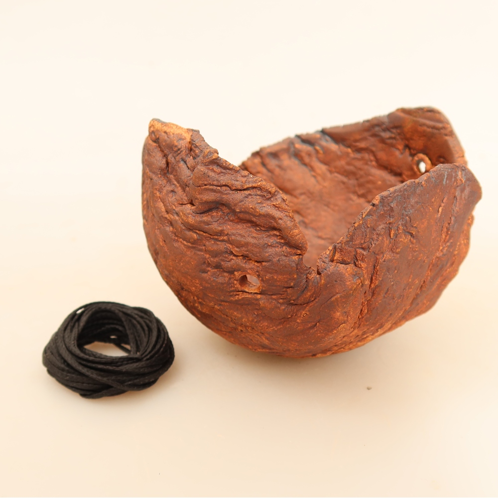 Contenitore in ceramica per Kokedama 10 x 9,5 x 7 cm, colore marrone