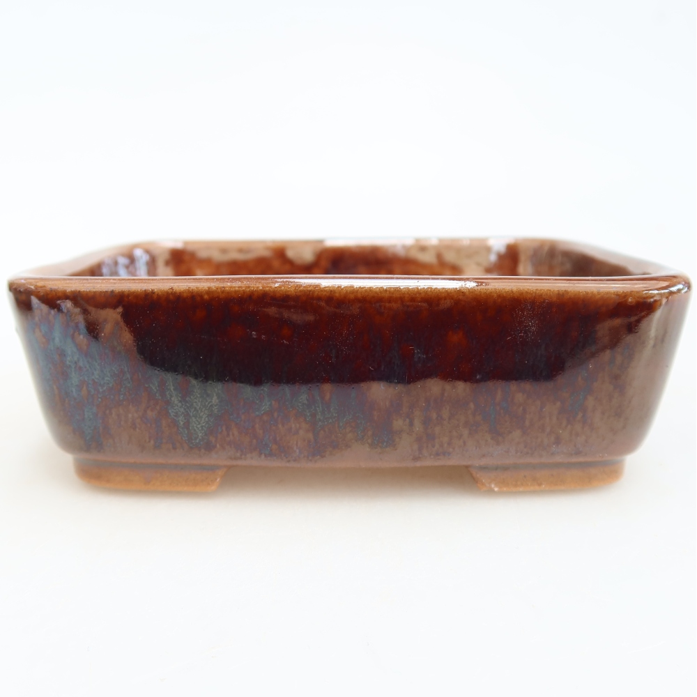 Vaso da bonsai in ceramica 12,5 x 9,5 x 4 cm, colore marrone