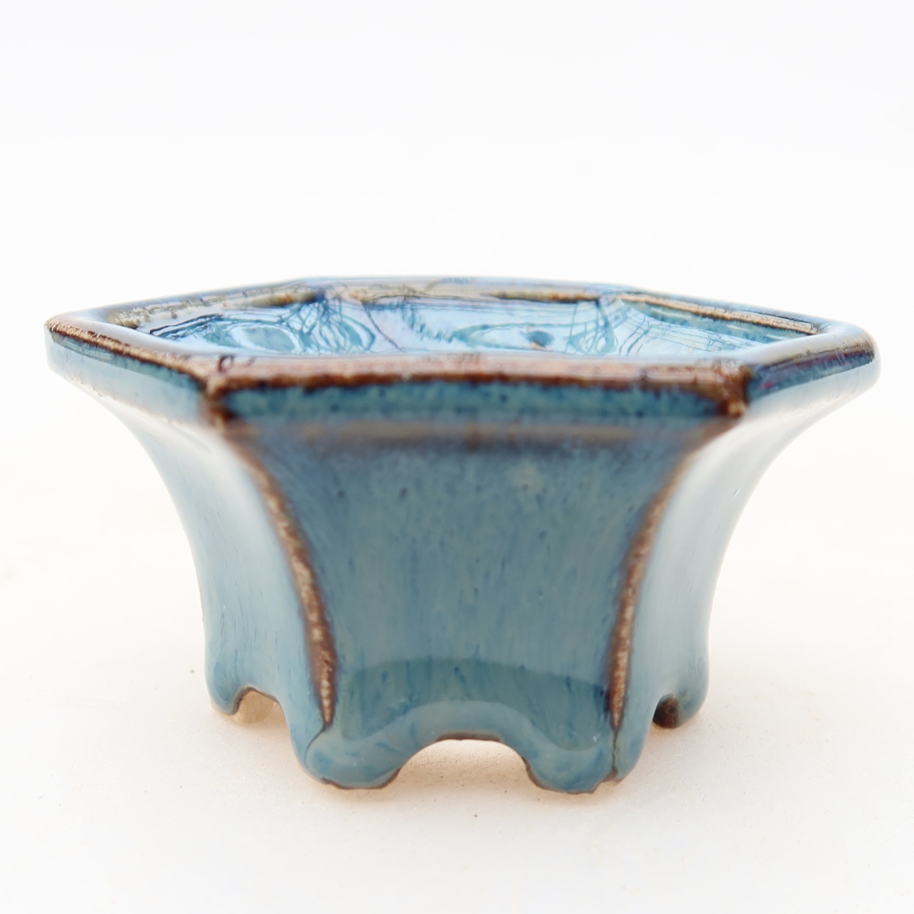 Vaso in ceramica per bonsai 5,5 x 5 x 3 cm, colore blu