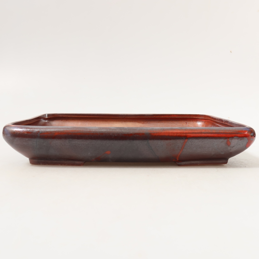 Vaso da bonsai in ceramica 24 x 17,5 x 4 cm, colore rosso metallizzato