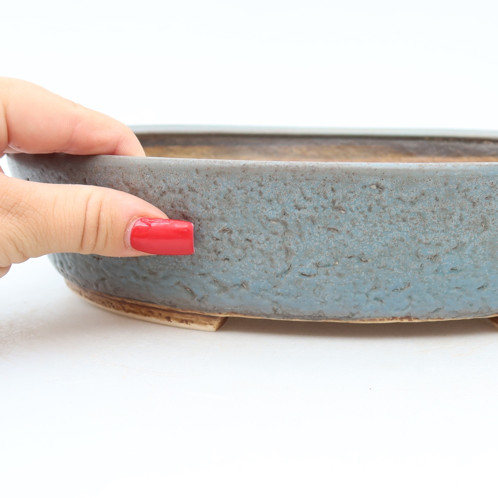 Vaso in ceramica per bonsai 27 x 24 x 5,5 cm, colore blu
