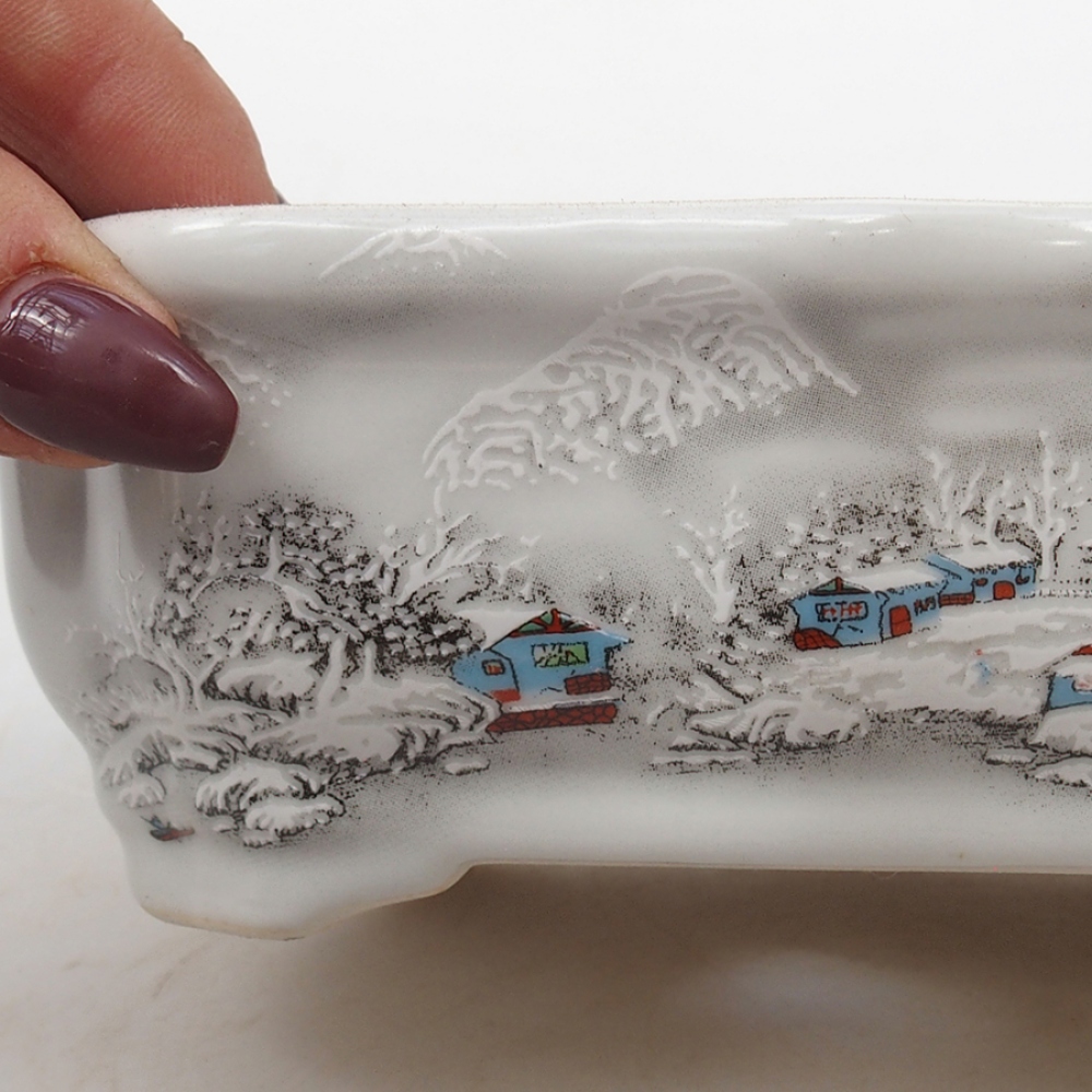 Ciotola per bonsai in ceramica 15 x 11 x 5 cm, colore bianco