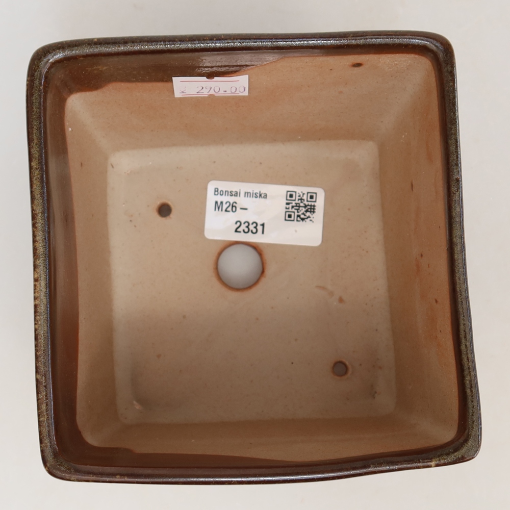 Vaso da bonsai in ceramica 12 x 12 x 9 cm, colore marrone