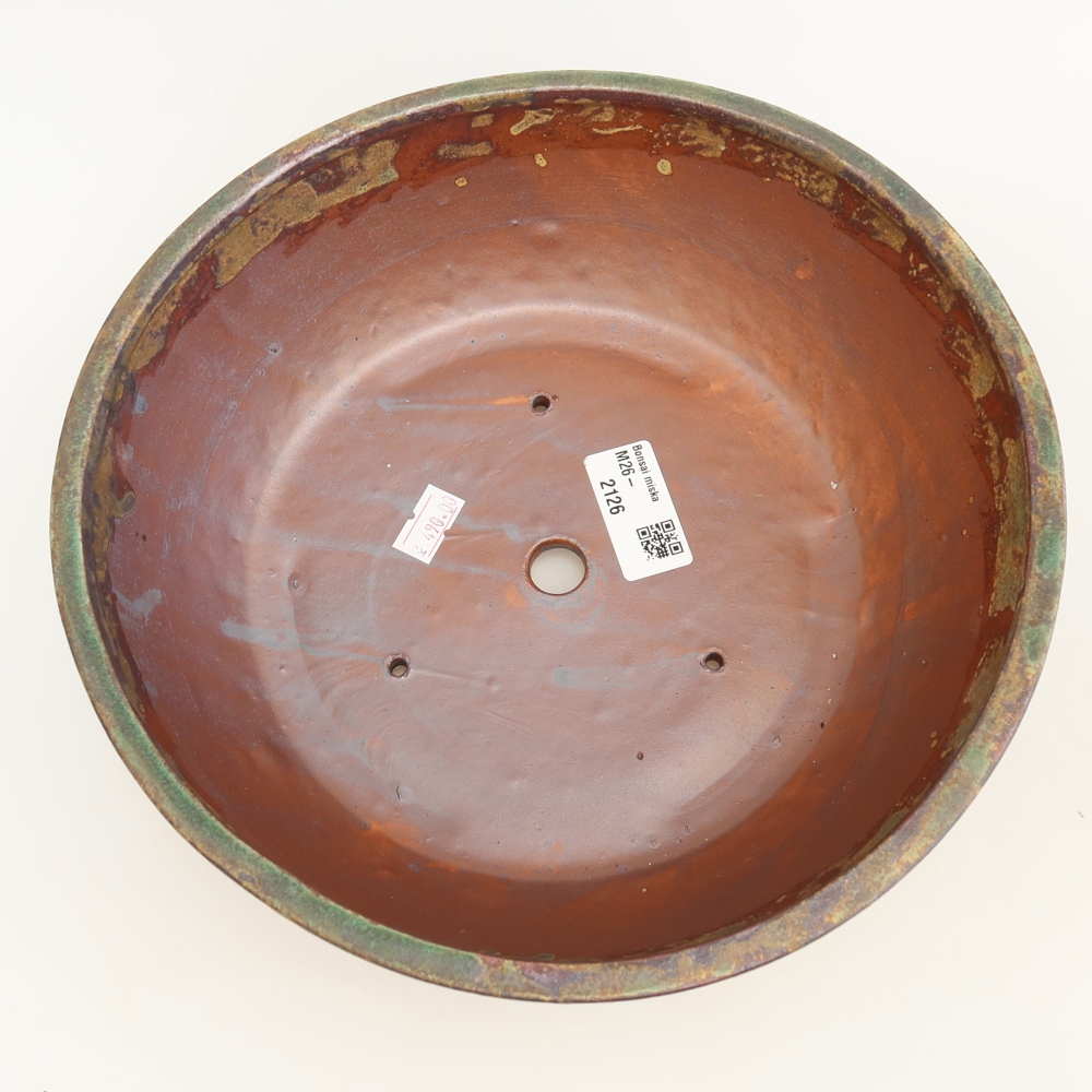 Vaso da bonsai in ceramica 24,5 x 24,5 x 7,5 cm, colore verde-marrone