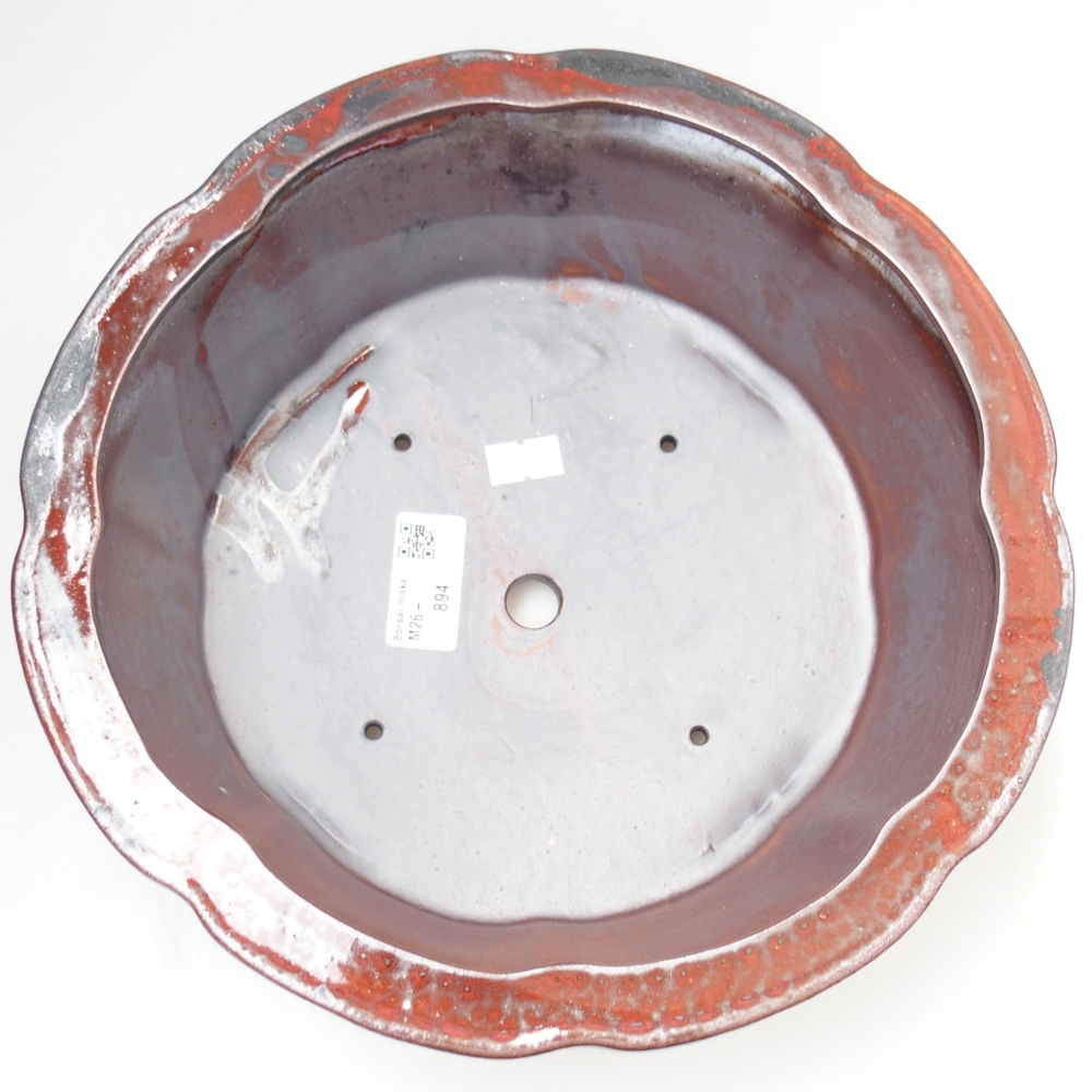 Ciotola per bonsai in ceramica 26,5 x 26,5 x 8 cm, colore rosso