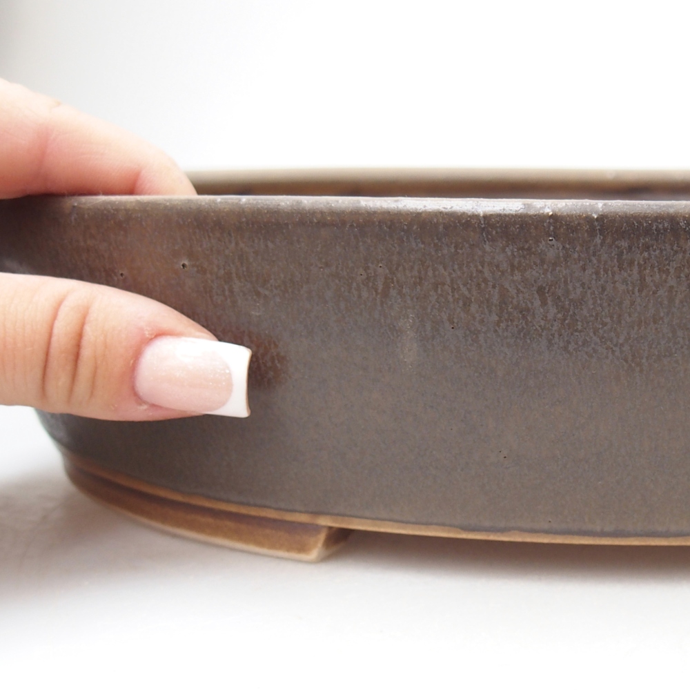 Ciotola per bonsai in ceramica 31,5 x 27,5 x 6 cm, marrone