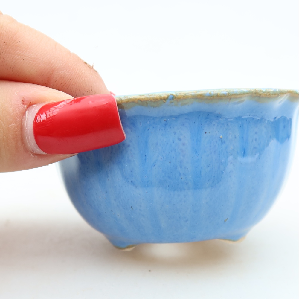 Vaso da bonsai in ceramica 7 x 7 x 4 cm, colore blu