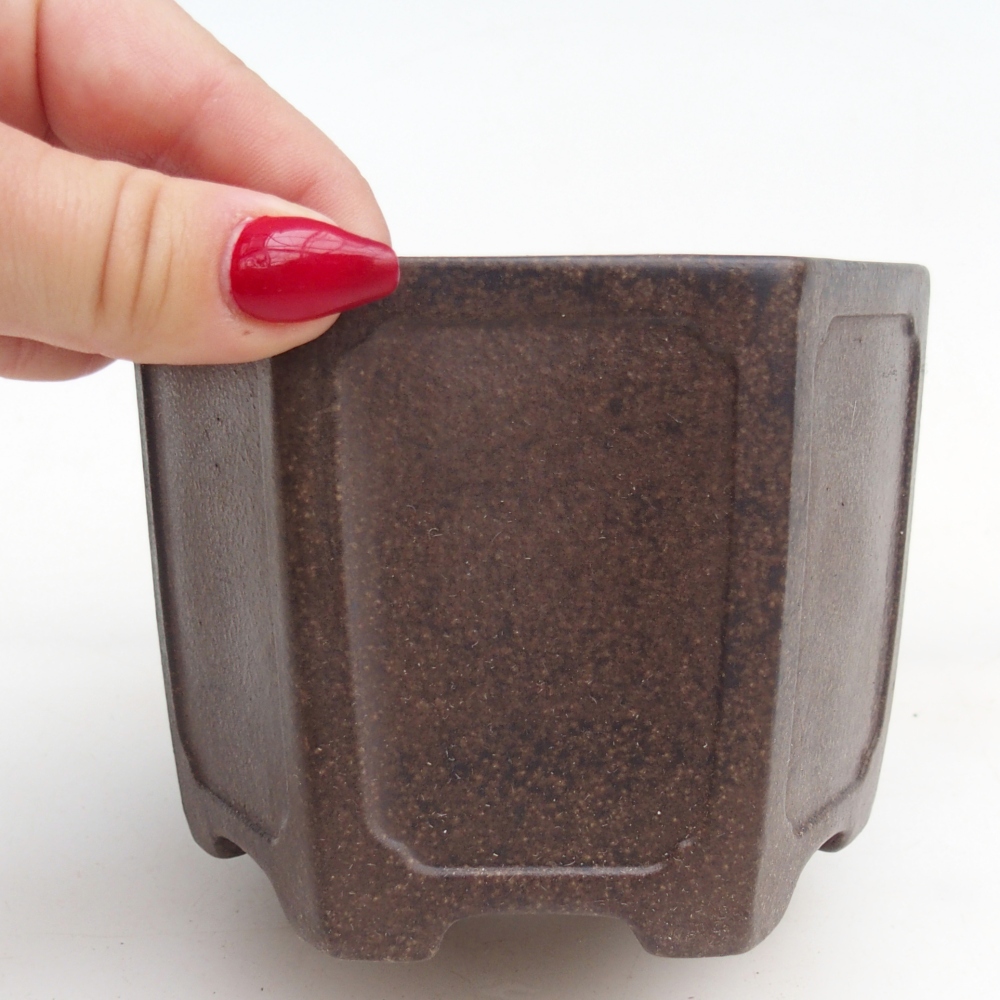 Ciotola per bonsai in ceramica 11 x 10 x 8,5 cm, marrone ocra