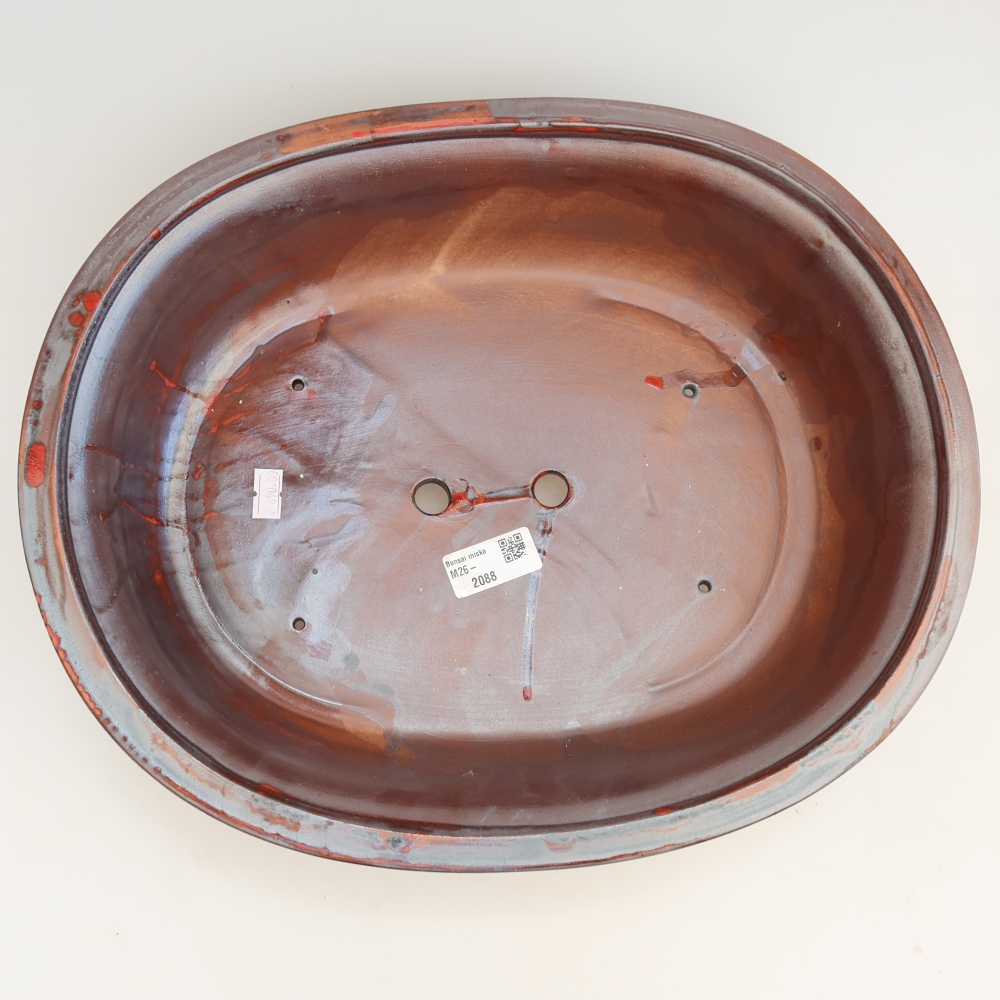 Vaso da bonsai in ceramica 36 x 30 x 9 cm, colore rosso metallizzato