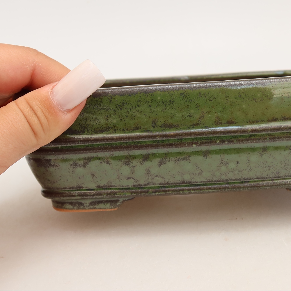 Vaso da bonsai in ceramica 17 x 12,5 x 5,5 cm, colore verde