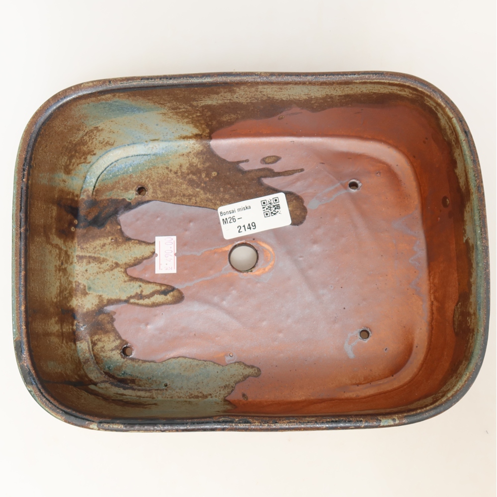 Vaso da bonsai in ceramica 23 x 17,5 x 7,5 cm, colore blu-marrone