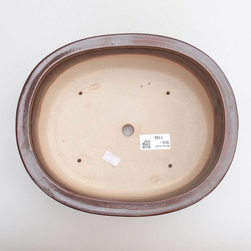 Ciotola per bonsai in ceramica 25 x 20,5 x 8 cm, marrone