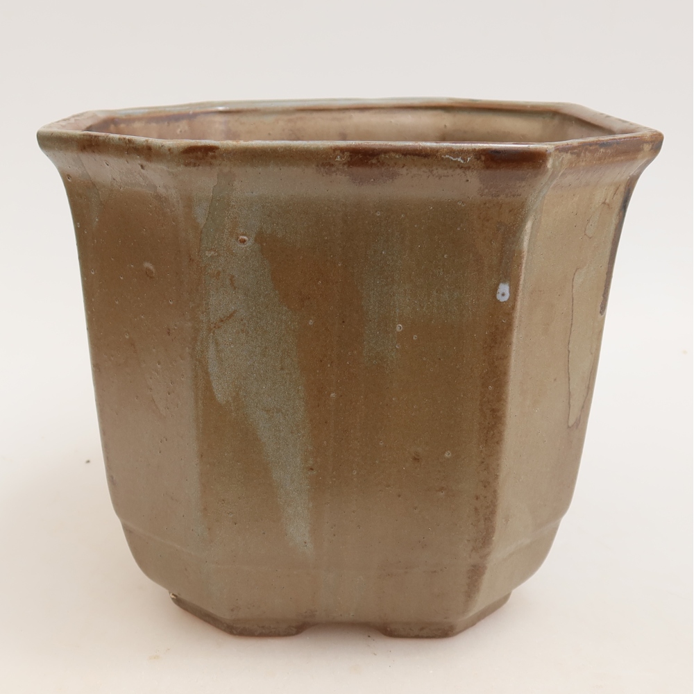 Vaso da bonsai in ceramica 17,5 x 17,5 x 15,5 cm, colore marrone-blu