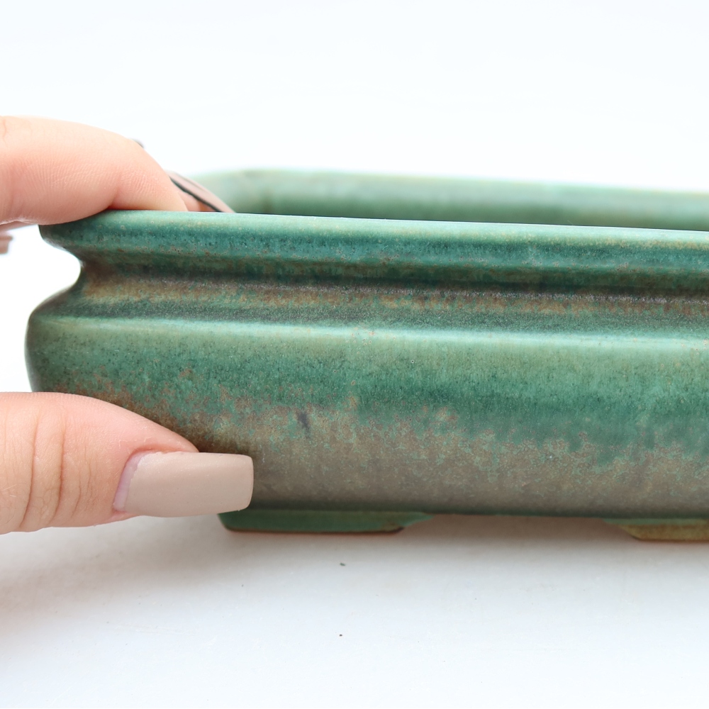 Ciotola per bonsai in ceramica 15,5 x 15,5 x 6 cm, verde